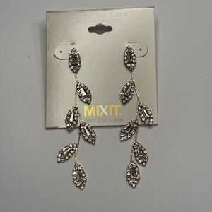 Mixit Sparkling Silver and Gold Leaf Earrings